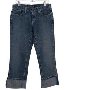 Calvin Klein Womens Cropped Wide-Leg Jeans Size 8 Dark Wash Denim Cotton Blend